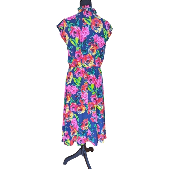Julia Jordan Navy Floral Print Fit & Flare Dress Size 8 - Picture 12 of 16